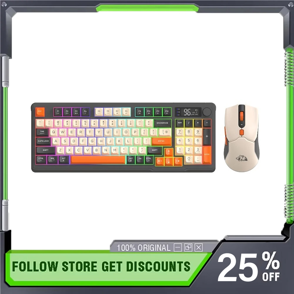 Gaming Keyboard Mouse Set - FreeWolf T96 Wireless Bluetooth Mechanical Keyboard