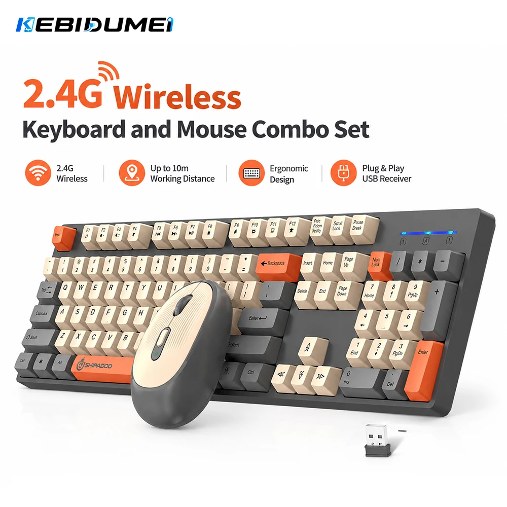 Gaming Keyboard Mouse Set - KEBIDUMEI 2.4G Wireless Keyboard and Mouse