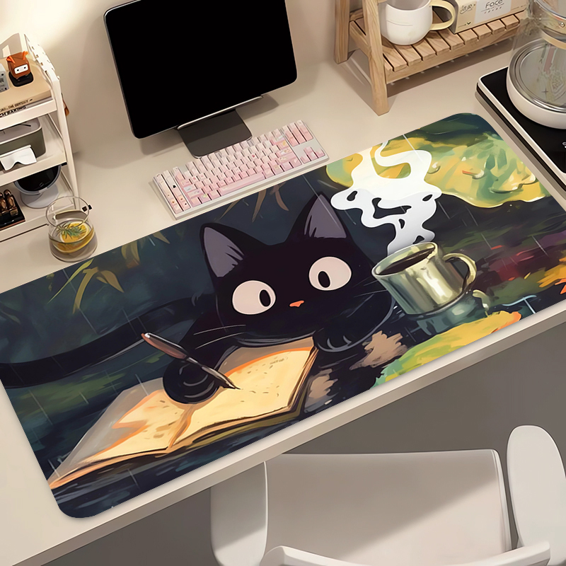 Gaming Keyboard And Mouse Pad - Kawaii Black Cat Silicone Soft Gaming