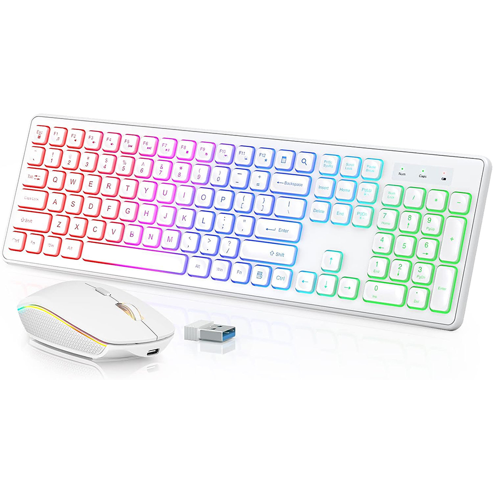Gaming Keyboard Mouse Set - Backlit Wireless Keyboard and Mouse,Quiet Light