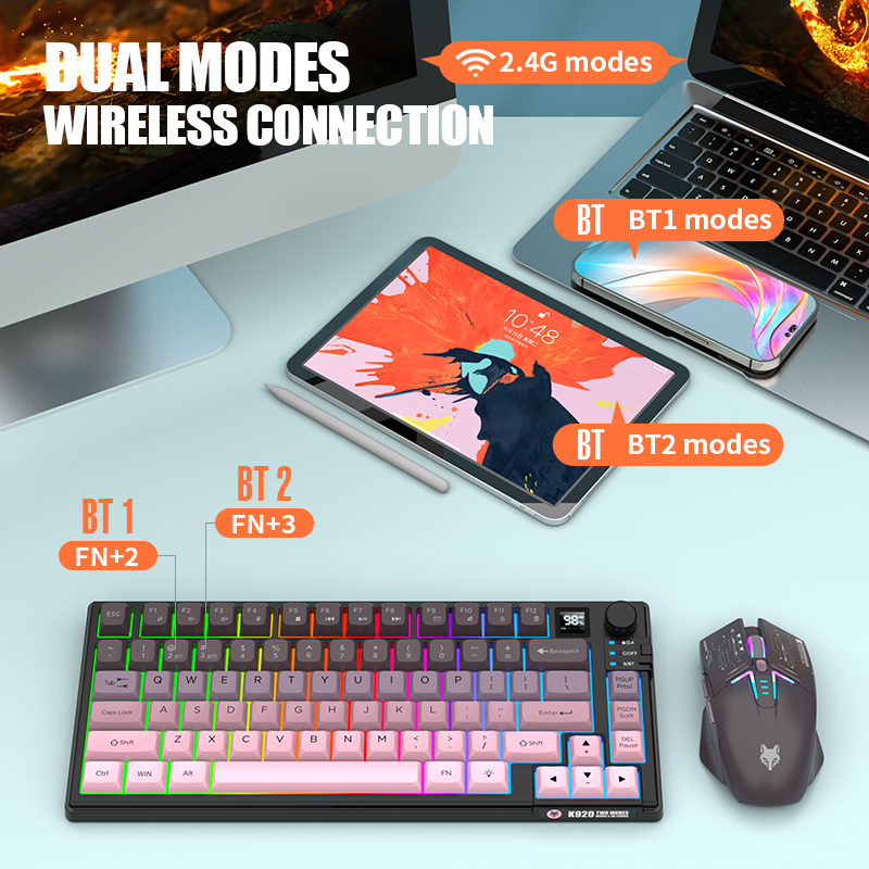 Dual-Mode 2.4G Bluetooth Wirel - đánh giá và giá Gaming Keyboard Mouse Set