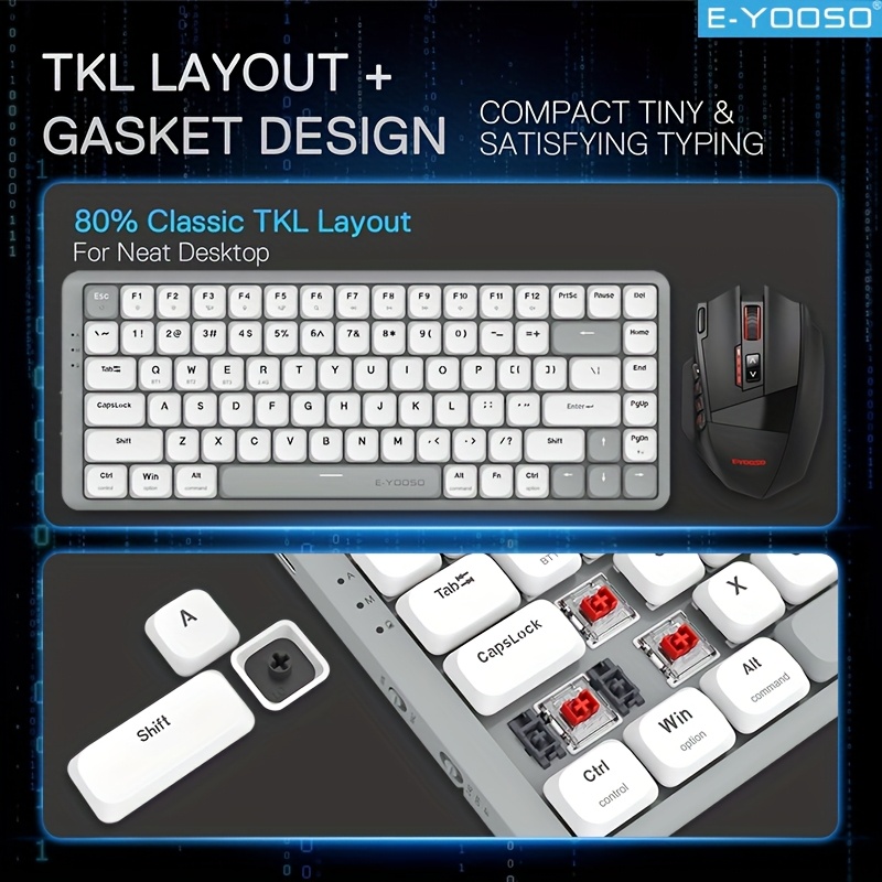 E-YOOSO Tri-Mode 2.4GWireless/ - đánh giá và giá Gaming Keyboard E Yooso