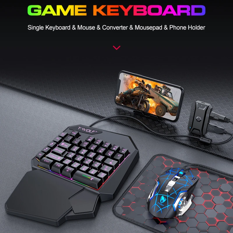 T-WOLF TF900 One Handed Keyboa - đánh giá và giá Gaming Keyboard Mobile