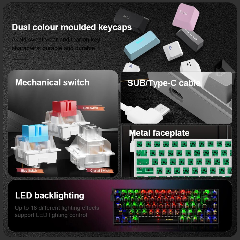 E-YOOSO Z686 USB Mini Slim Mec - đánh giá và giá Gaming Keyboard Mobile