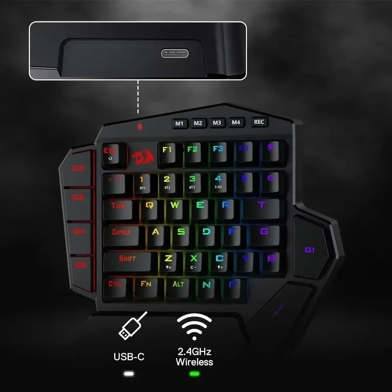 New Redragon K585 PRO Wireless - đánh giá và giá Gaming Keyboard 1 Hand