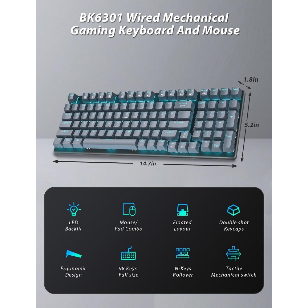 98-Key Floating Keycap Gaming  - đánh giá và giá Gaming Keyboard No Number Pad