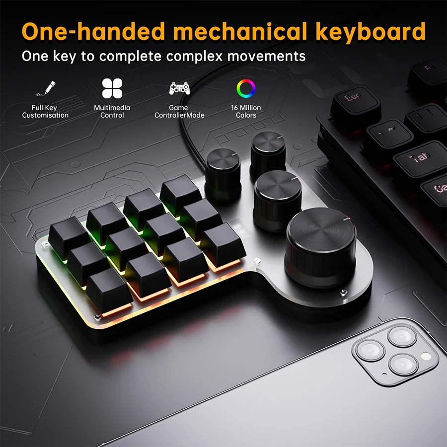 3 Modes 12 Keys Mechanical Key - đánh giá và giá Gaming Keyboard 1 Hand