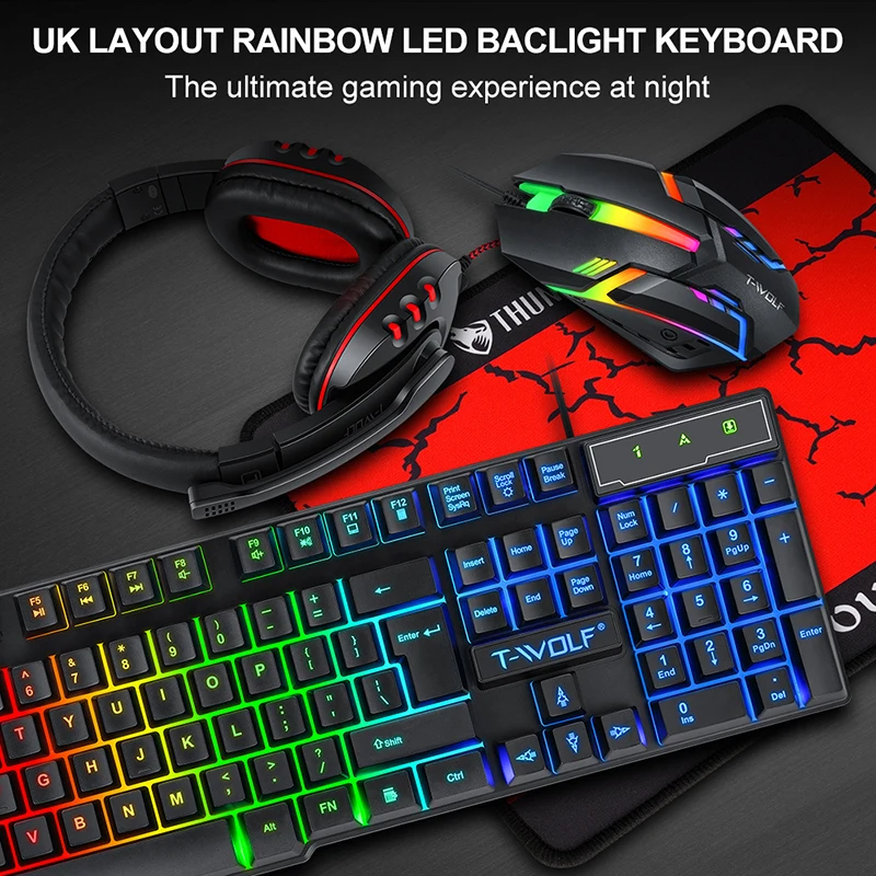 T-WOLF Game Four Piece TF800 I - đánh giá và giá Gaming Keyboard Mouse Set