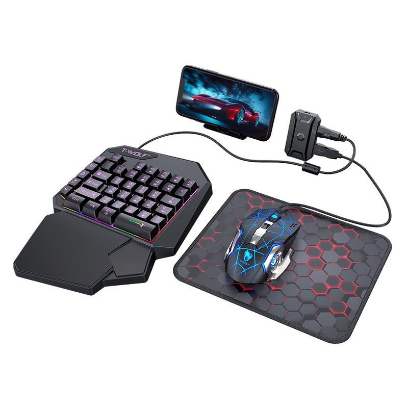 T-Wolf Tf950 5 In 1 One Handed - đánh giá và giá Gaming Keyboard 1 Hand