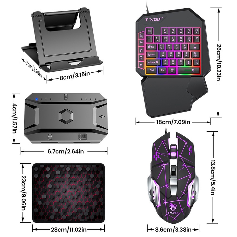 T-Wolf Tf950 5 In 1 One Handed - đánh giá và giá Gaming Keyboard 1 Hand