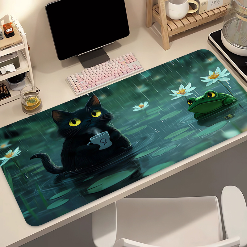 Kawaii Black Cat Silicone Soft - đánh giá và giá Gaming Keyboard And Mouse Pad